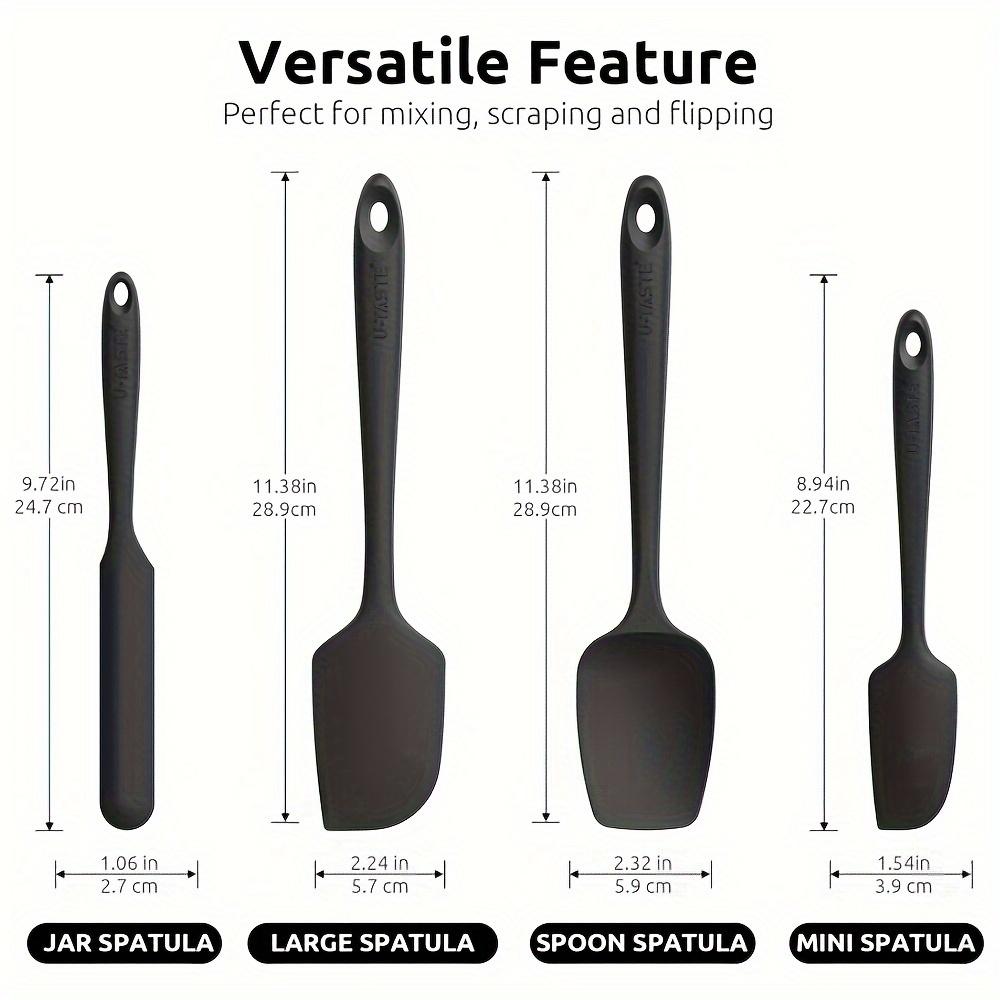 4 4pcs Heat Resistant Silicone Spatula Set: U Taste 600ºF High Temp Seamless BPA Free Food Grade Flexible Rubber Silicon Kitchen Cooking Mixing Baking