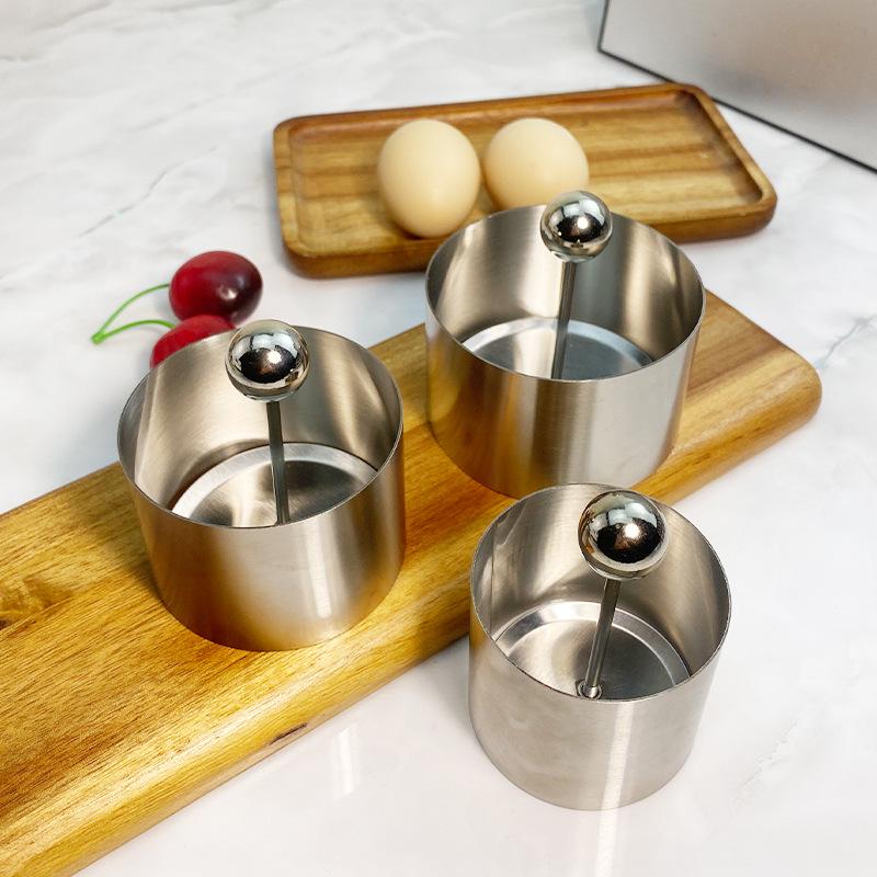 Stainless Steel Round Cold Dish Mold Set - 3-Piece for Creative Kitchen Plating and Decoration.