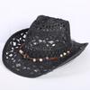 Popular sombrero de vaquero occidental hueco clásico europeo y americano, moda para hombre y mujer, sombrero de paja transpirable para vacaciones, protección solar