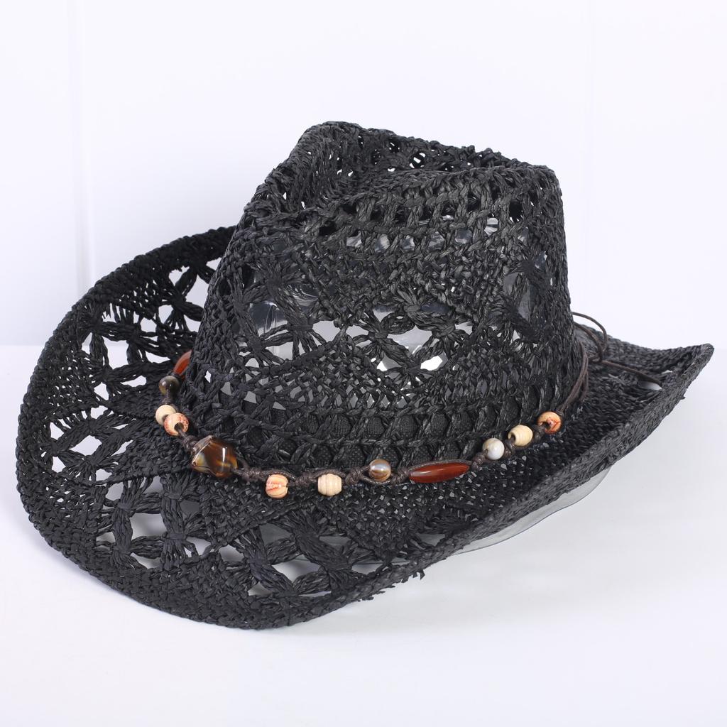 Popular sombrero de vaquero occidental hueco clásico europeo y americano, moda para hombre y mujer, sombrero de paja transpirable para vacaciones, protección solar