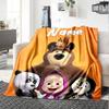 Customiz Name Personality Masha and the Bear Blanket Soft &Warm Sofa Office Bed Travel Lunch Break Blanket, Gift Suitable All Seasons