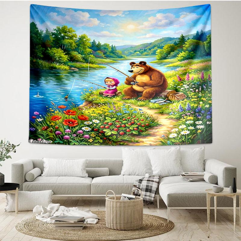 cartoon animation Print Tapestry - Portable Wall Decor Cloth, for Home, Dorm, Travel, Bedroom, Living Room - Ideal Birthday Housewarming Gift
