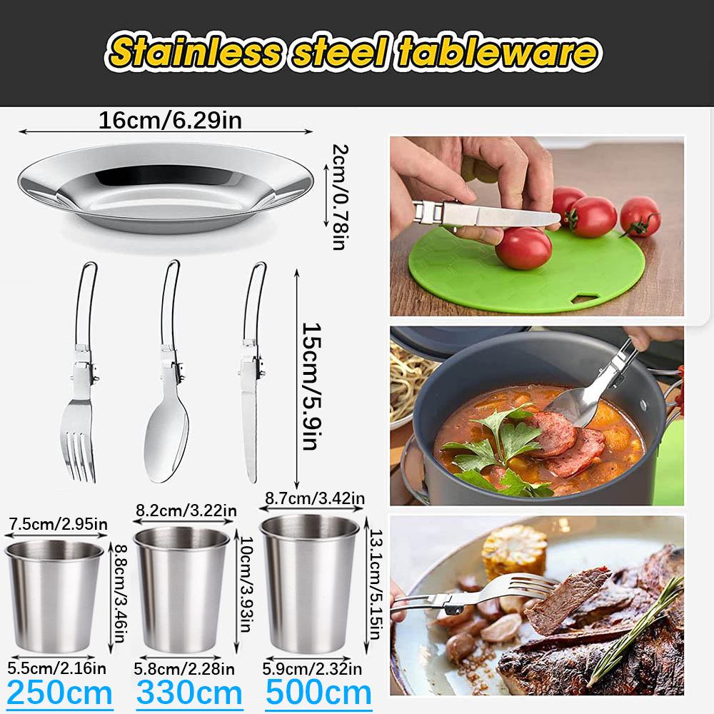 For 2-3 Peaple Non-stick pots assorted sets Camping Cooking set Camping Cookware Travel Tableware Outdoor Picnic Set Teapot
