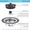 3 in 1 Kitchen Sink Drain Strainer Stopper - Stainless Steel Pop Up Sink Stopper & Anti-Clogging Strainer Basket Combo for US Standard 3-1/2 Inch