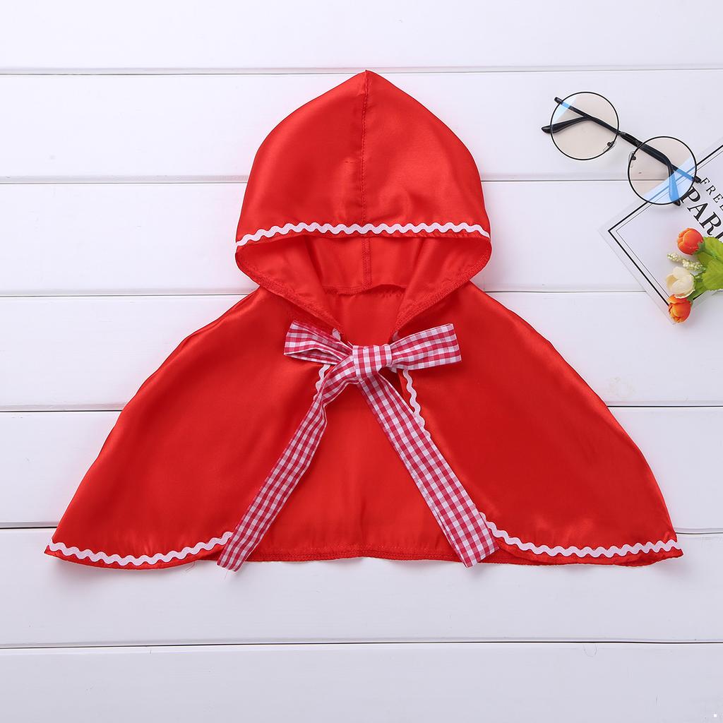 Girls Riding Hood Costume Satin Hooded Cloak Cosplay Cape Fancy Halloween Dress Robe Costume