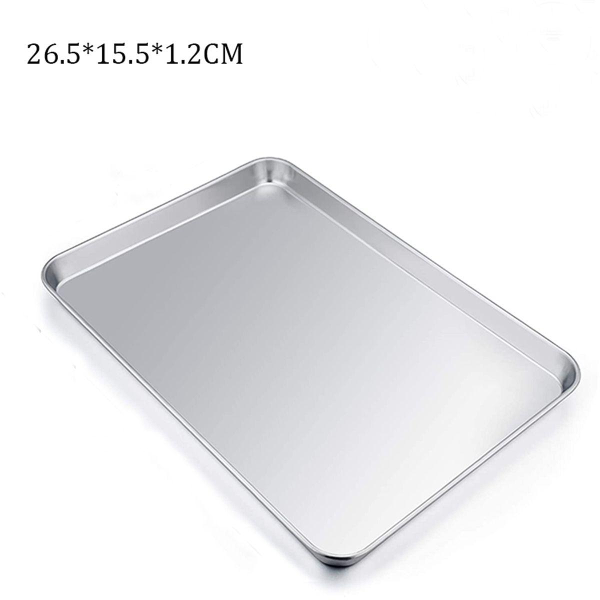 

Stainless Steel Anti-rust Fruit Plate Rectangle Baking Tray Loaf Pan Cake Dish Cookie Sheets 26.5x15.5x1.2 CM