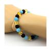 Stones and Minerals. Citrine + Blue Chalcedony + Matte Black Onyx 8 Mm Pearl Bracelet. Made In France.