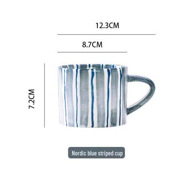 Nordic Striped Ceramic Coffee Cup & Saucer