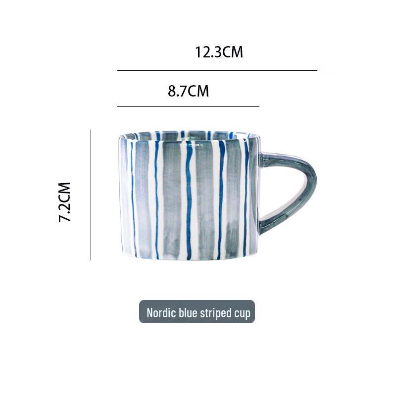 Скандинавская полосатая керамическая кофейная чашка и блюдце