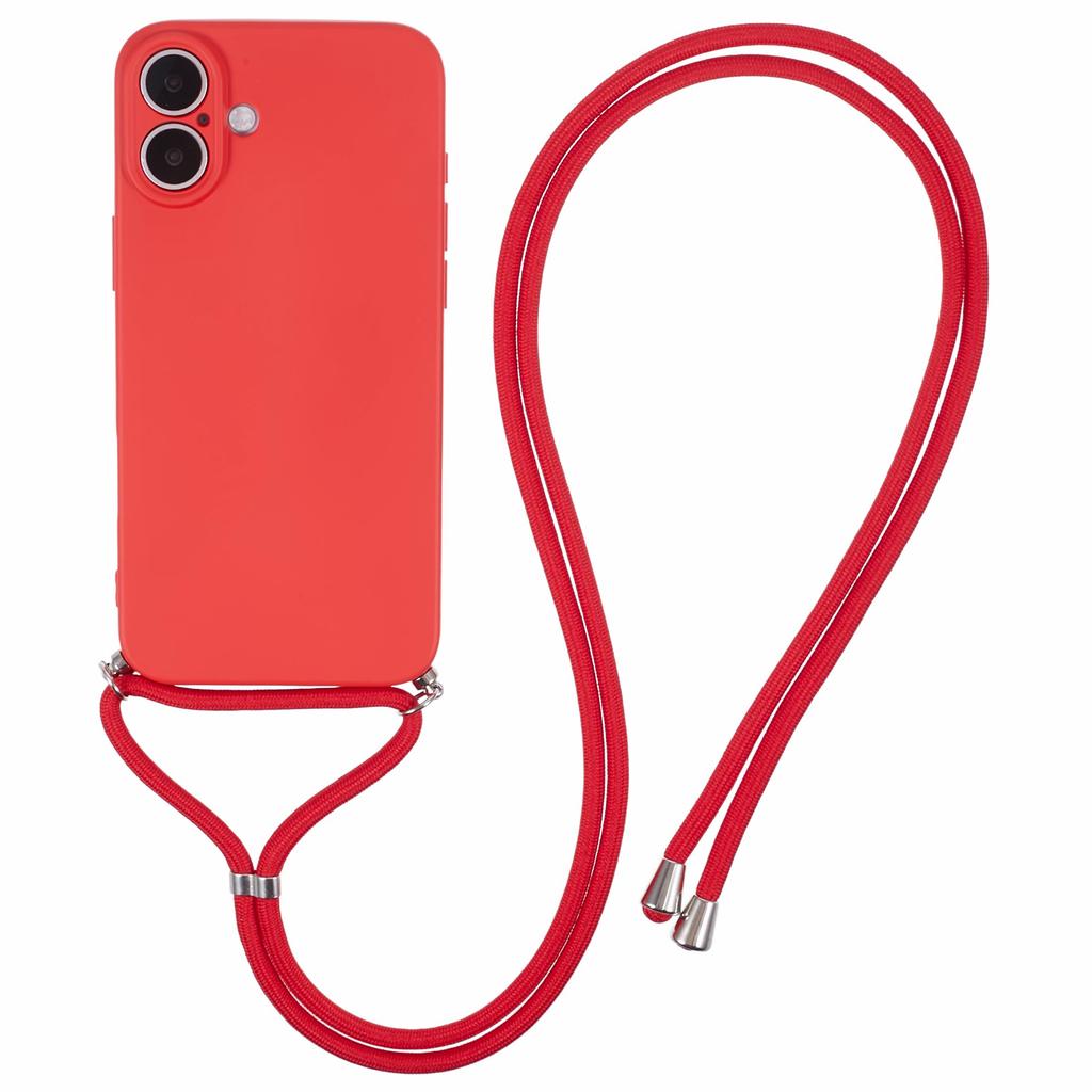 For iPhone 16 Plus Crossbody Case TPU Protective Phone Cover with Soft Fiber Lining