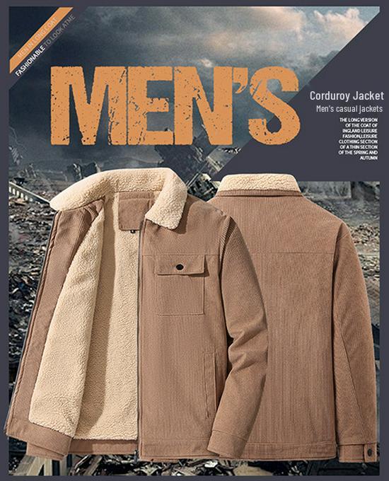 Men's Lambswool-Lined Corduroy Jacket: Cross-Border Fashion for Autumn/Winter