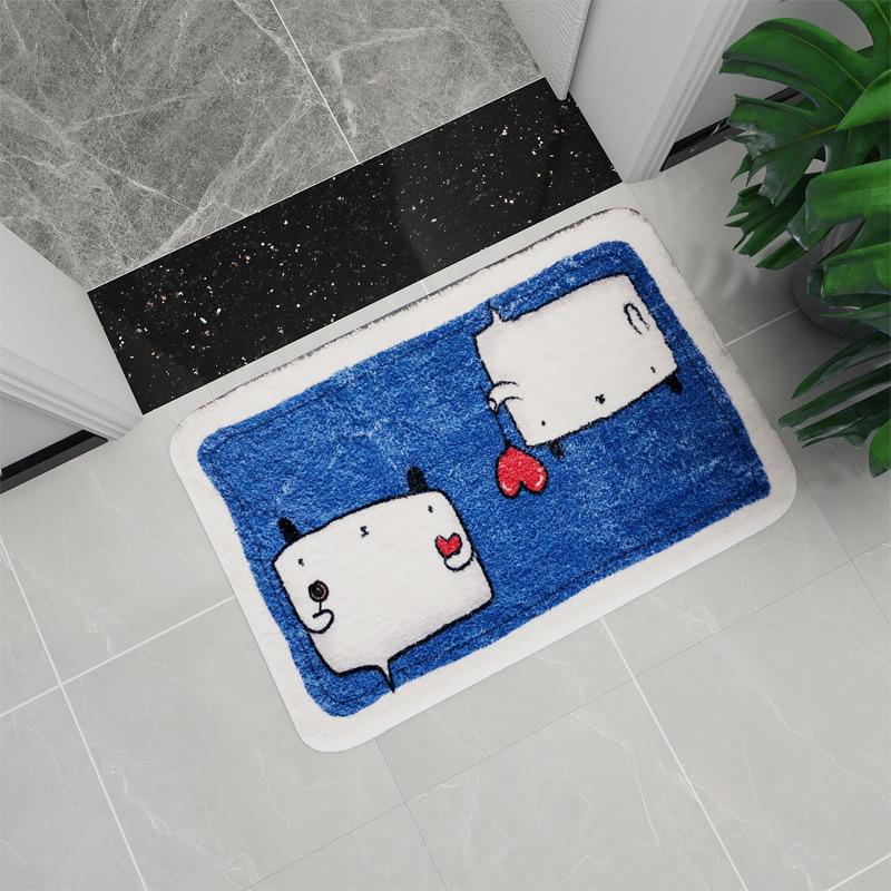 Badezimmer Anti-Rutsch Fleece Bodenmatte - Niedliche Haushalts Handtuch-Textur Türmatte für Toilette und Eingang