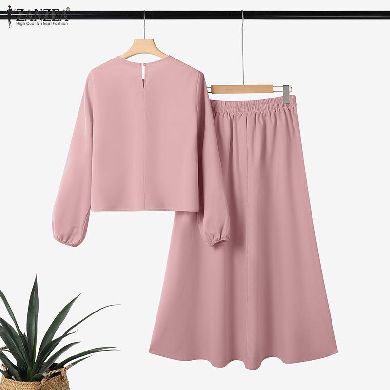 ZANZEA Two Piece Suit Sets Women Long Sleeve Bow Knot Blouse and Short Skirts 2PCS Outfits