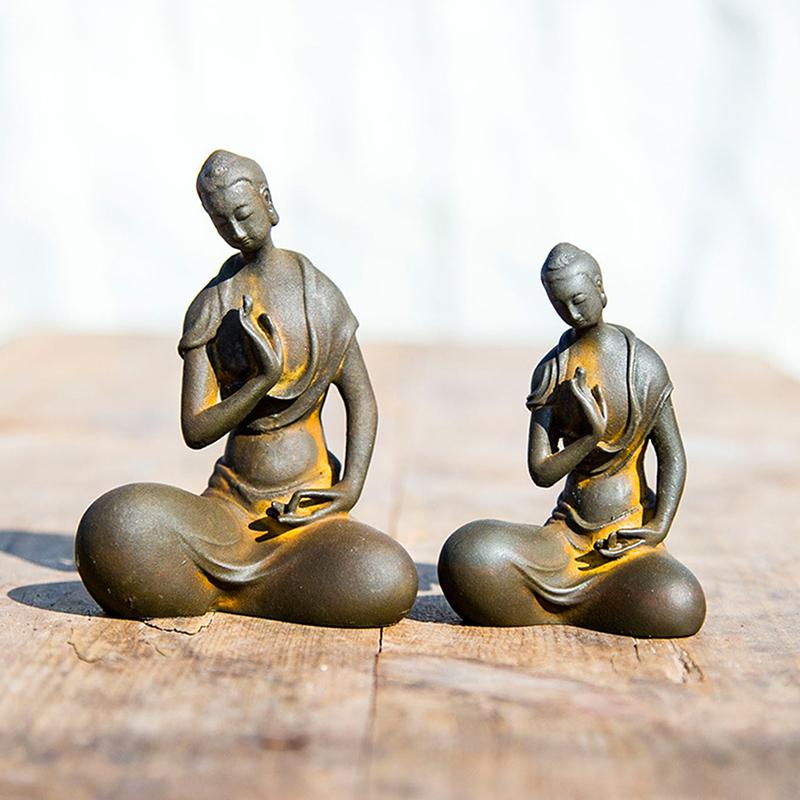 Japanese Iron Zazen Buddha Cast Iron Monk Figurine Minimalist Buddha Statues For Home Decor Mini Meditation Tabletop Home Decor
