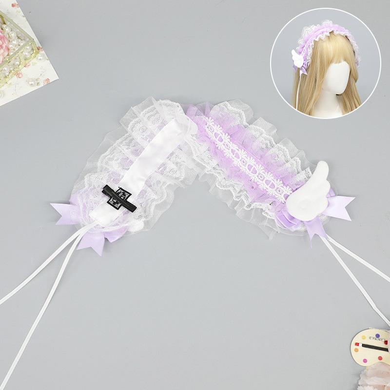 Handmade Bow Lace Headband Japanese Girl Lolita Hairpin Soft Cute Two-dimensional Headgear Cute Sister Hair Accessories