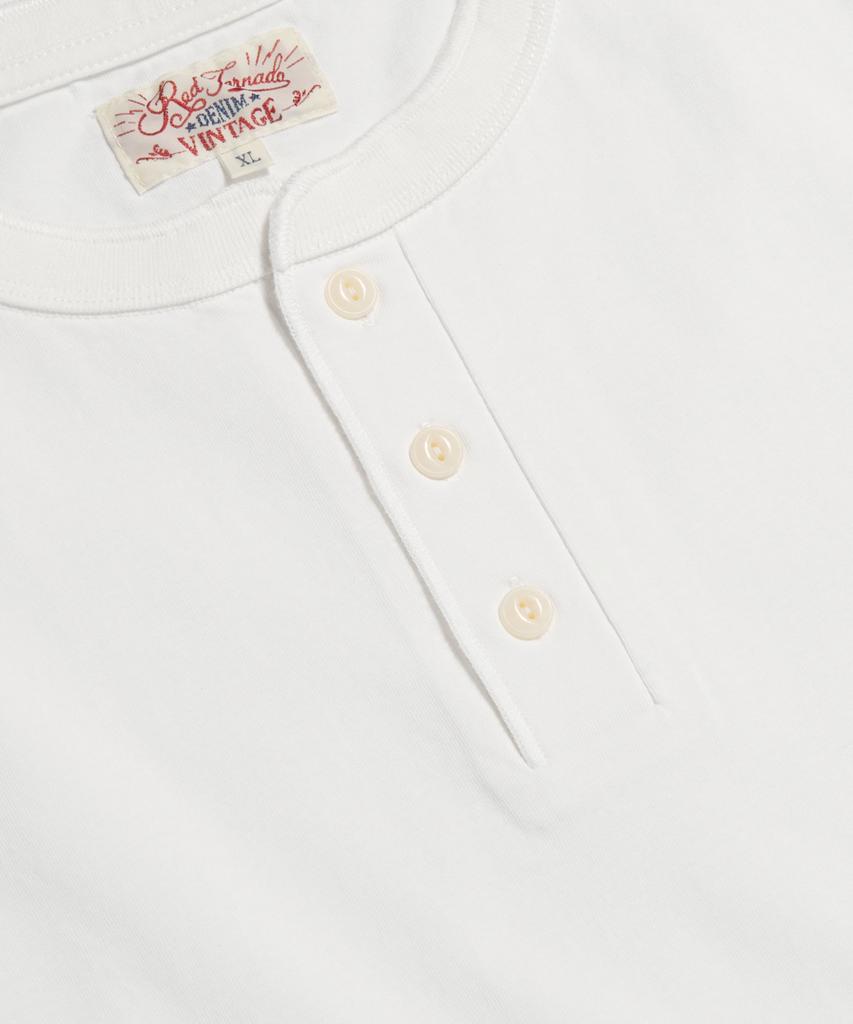 Ledeutoneido Vintage Cotton Short Sleeve Henley Tee Ivory
