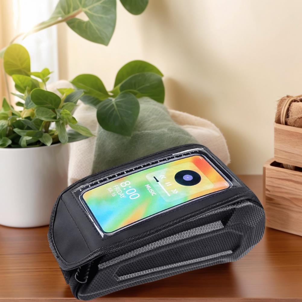 Bike Front Frame Bag Bicycle Top Tube Bag Touch-Screen Hard Shell Bike Tube Bag Double Zipper Cycling Pouch Cycling Accessories