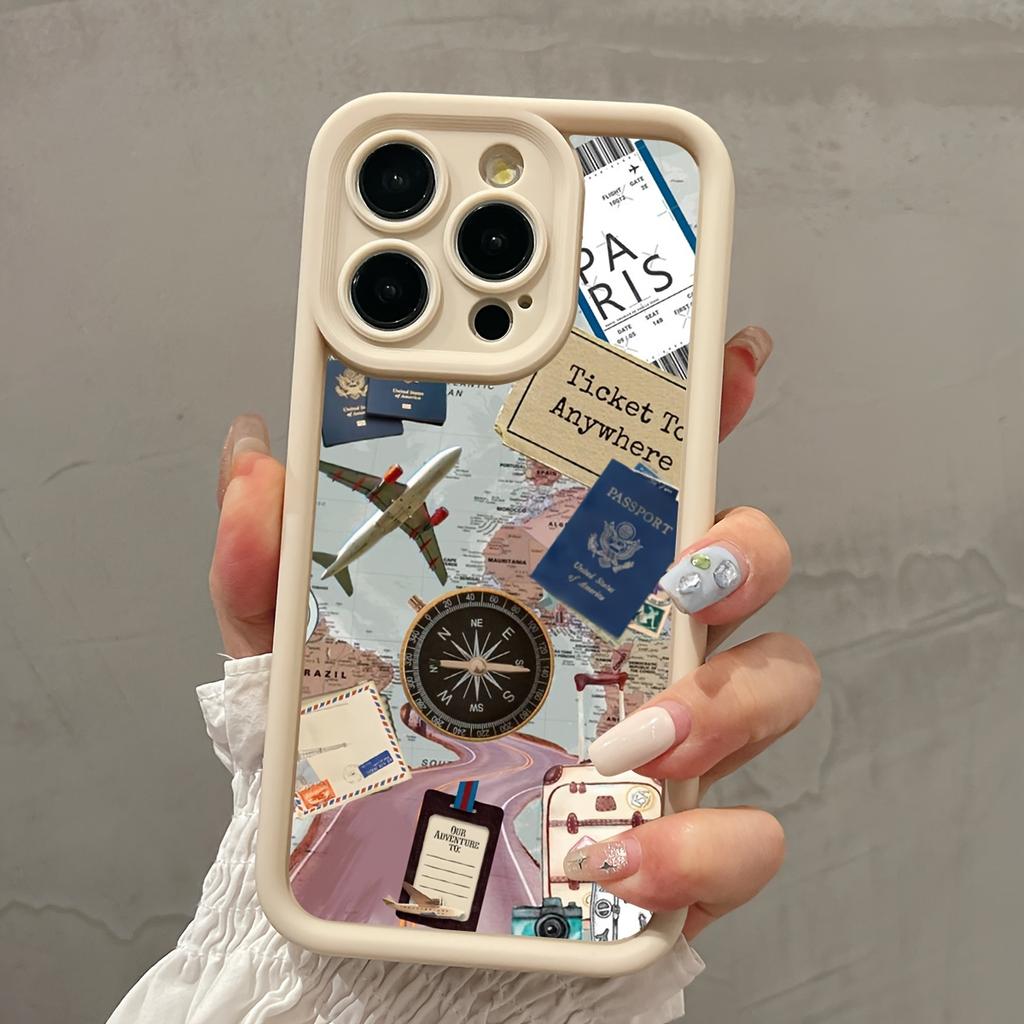 Vintage Travel Collage with Ticket To Anywhere Art Phone Case for iPhone 17 16 15 14 13 12 11 Series Pro Max Plus