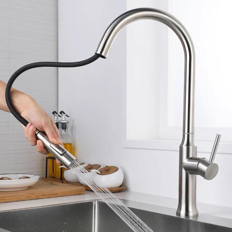 TLXT Black Wall-Mounted Kitchen Faucet