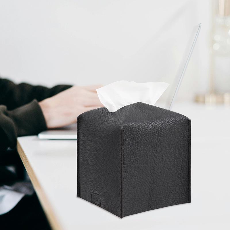 5 Zoll Quadratische PU-Leder Taschentuchspenderbox - Anpassbarer Rollenpapierhalter