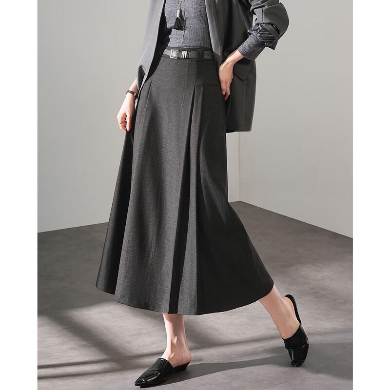 TERRE BLEUE Hepburn Style Pleated A-Line Skirt