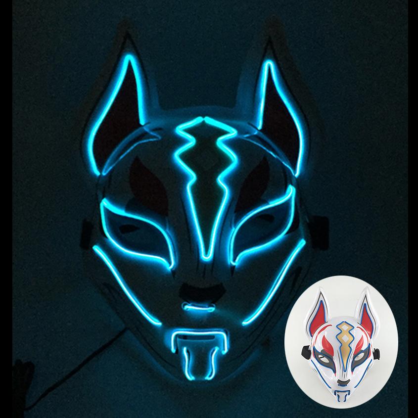 Halloween Game Glowing Mask Led Light Up Mask Cosplay Fox Mask For Festival Halloween Costume Nightclub Flashing Dj Show Props