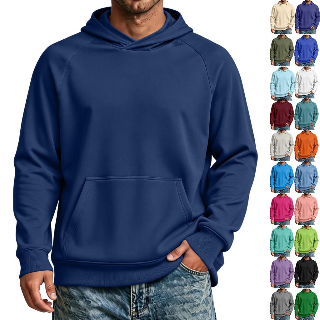 Men's Raglan Hoodie with Pocket - Long Sleeve Casual Pullover