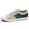 Men Colorblock Canvas Shoes Breathable Casual Shoes Loafers Soft Comfortable Outdoor Flat Shoes Male Lace-Up  Plimsolls