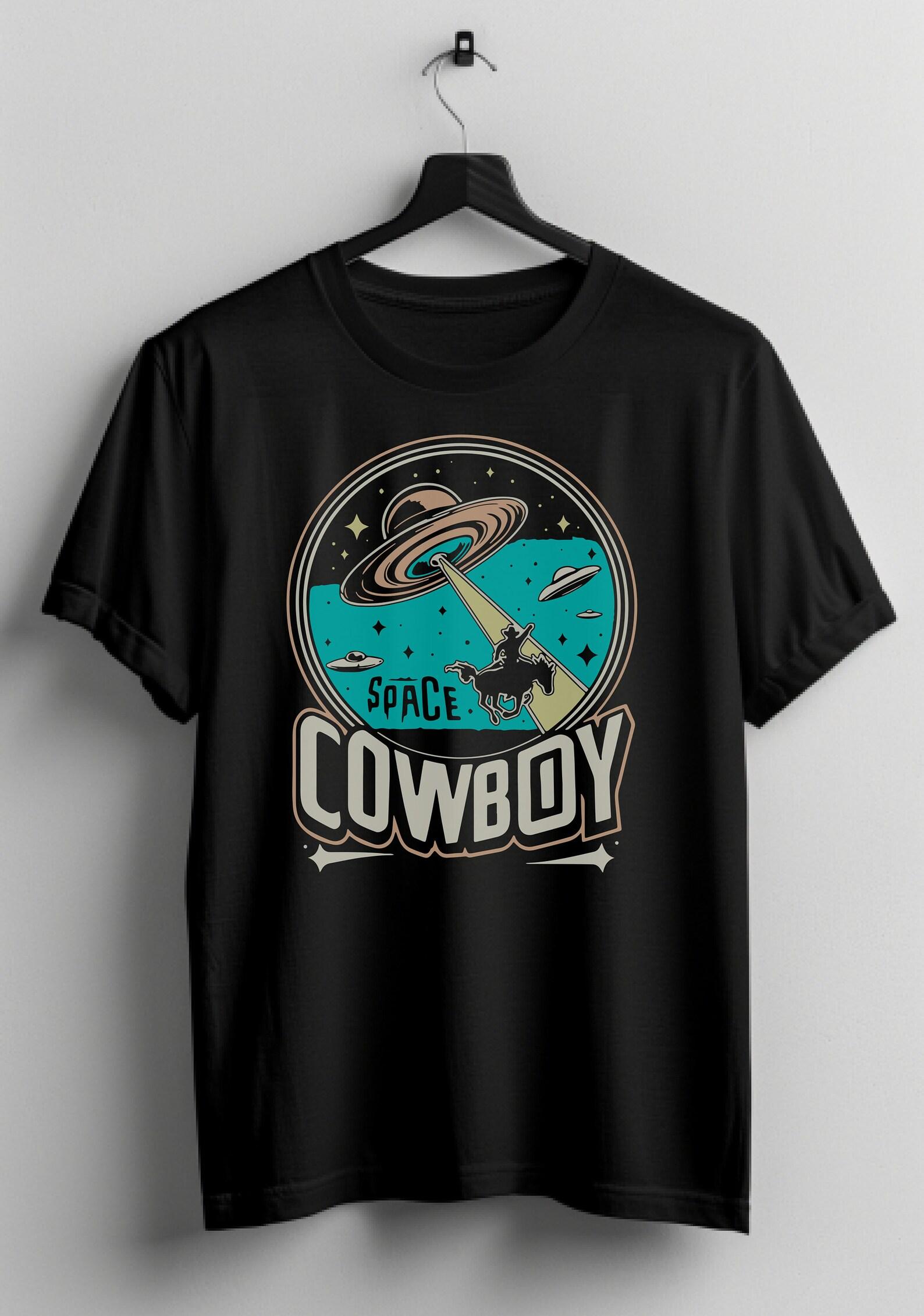 UFO Space Cowboy T-Shirt: Funny Alien Retro Design L