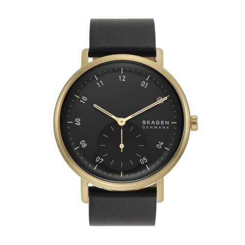 KUPPEL Two-Hand Sub-Second Black Leather Watch