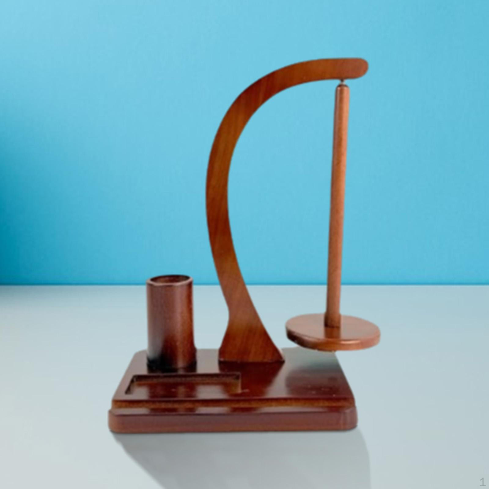 

Держатель пряжи для вязания крючком, стойка для катушек для вязания крючком с телефоном, практичный деревянный диспенсер Dark Wood