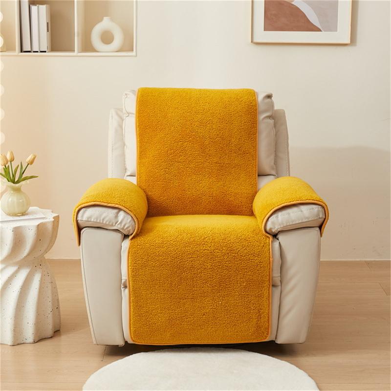 Thick Lamb Plush Recliner Sofa Mat Solid Color Soft Sofa Covers Living Room Pet Kids Non-Slip Couch Protector Armchair Slipcover