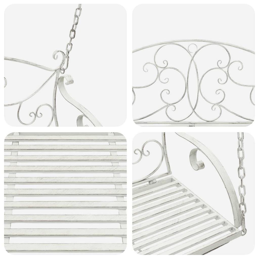 Swing Bench Steel 110 x 52.5 x 47 cm Antique White