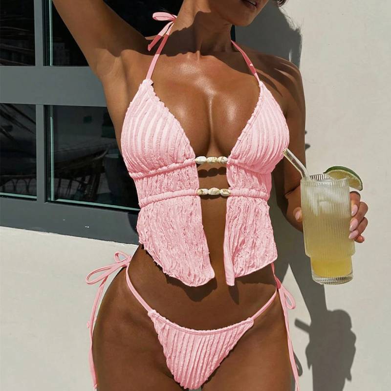 Women Strapless Bikini Set With Padded Top For Swimming And Water Sports
