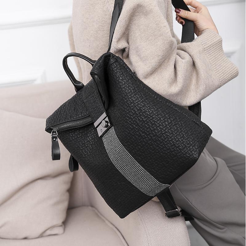 Women's Handbag and Backpack New Ms Luxury Designer High Capacity Leather Black Backpack Casual High Quality School  for Girls Travel Bagpack