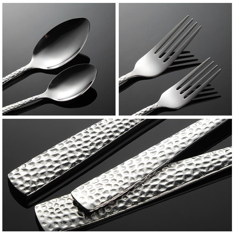 430 Stainless Steel Hammer C007 Series Knives, Forks, Spoons, Square Handles, Western Tableware, Snakeskin Gifts, Water Cube