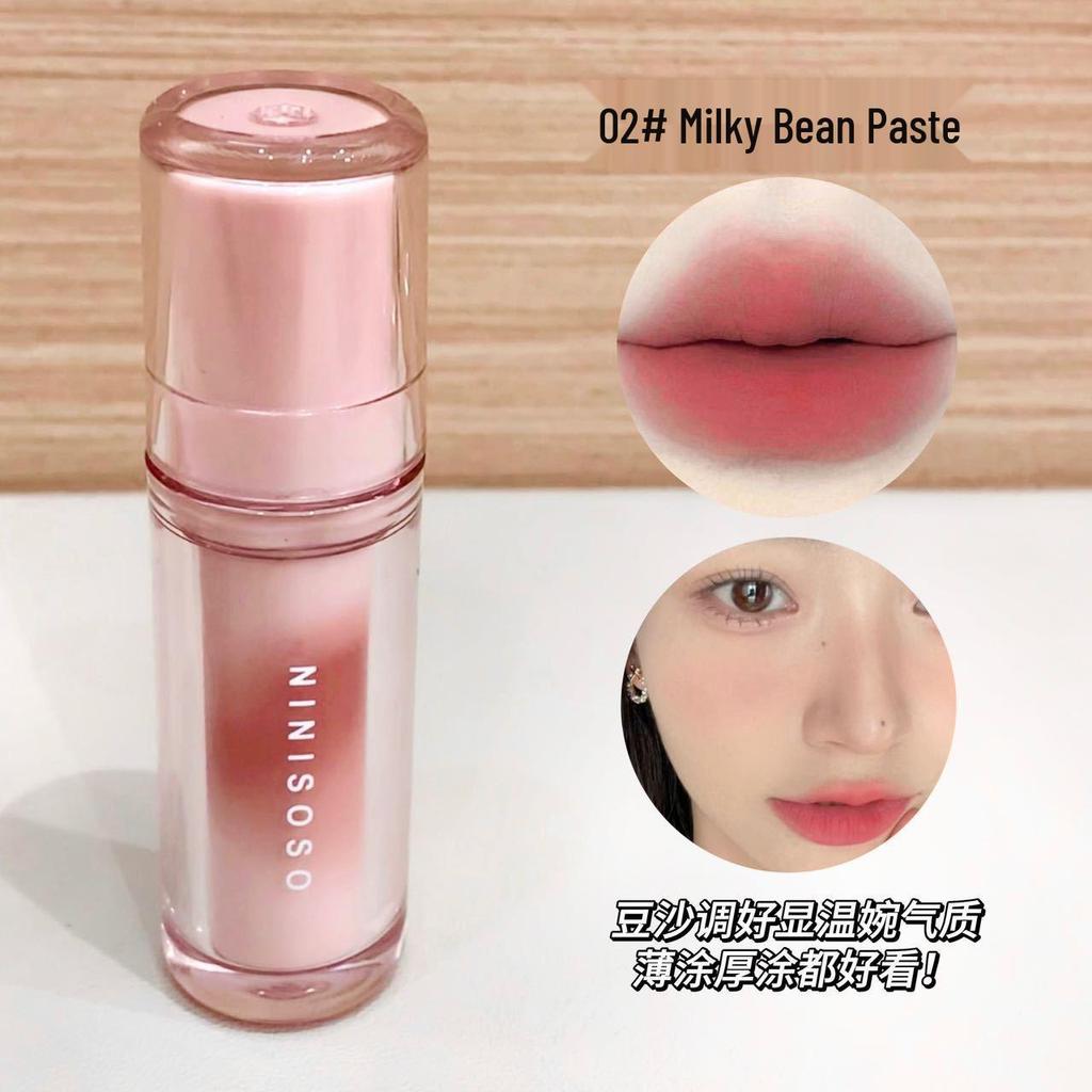 NINISOSO Tulle Mist Dot Soft Matte Lip Glaze - Pigmented Low Saturation Summer Light Makeup Lip Mud.