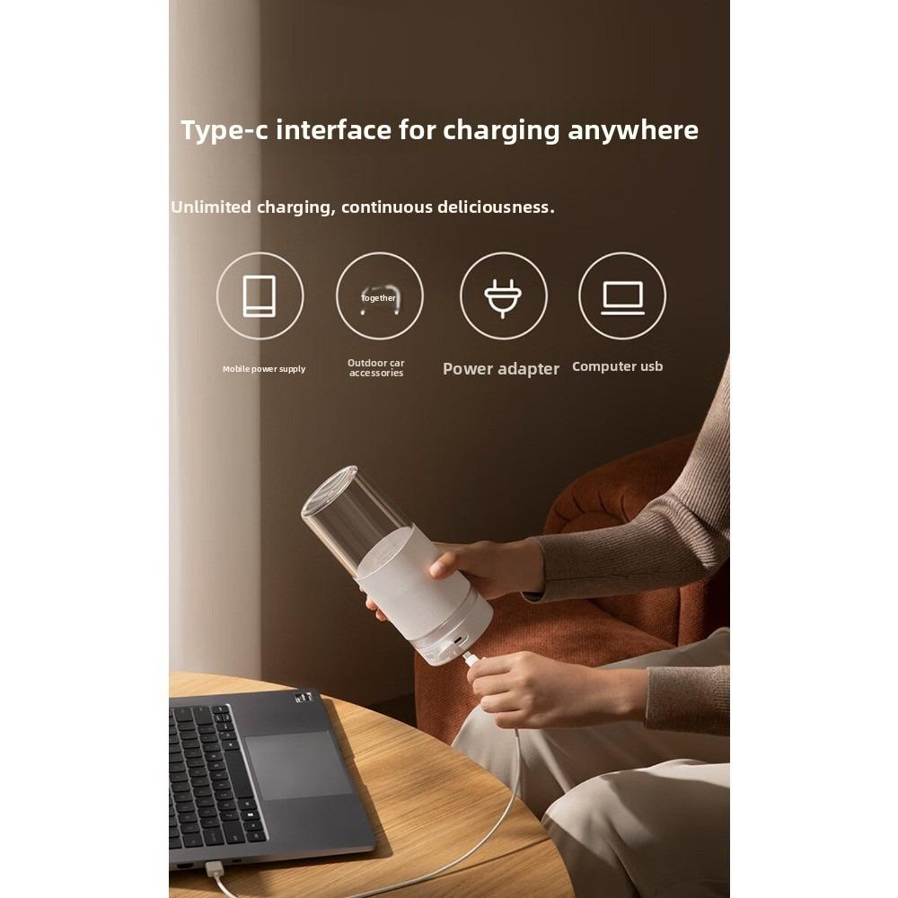 Mijia Portable Juicer Cup 2, Wireless Charging Mini Blender, Rechargeable Personal Size Juicer Bottle for Travel & Home