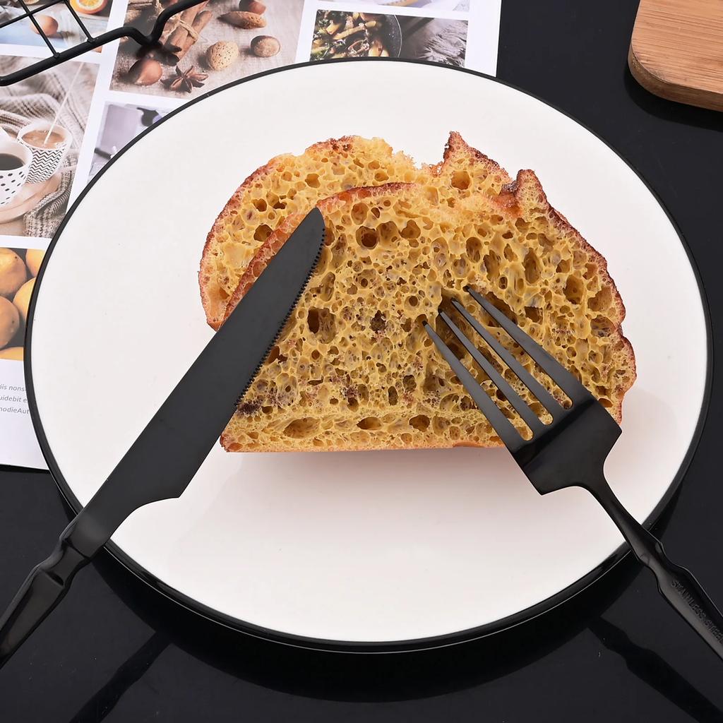 4Pcs Mirror Black Cutlery Set Stainless Steel Flatware Western Knife Fork Spoon Silver Cutlery Kitchen Tableware Set Supplies