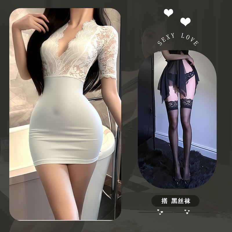 Pure Desire Temptation Sexy Lingerie Sexy Lace Suit Couple Flirting Hot Sexy Hip Wrap No-take Robe