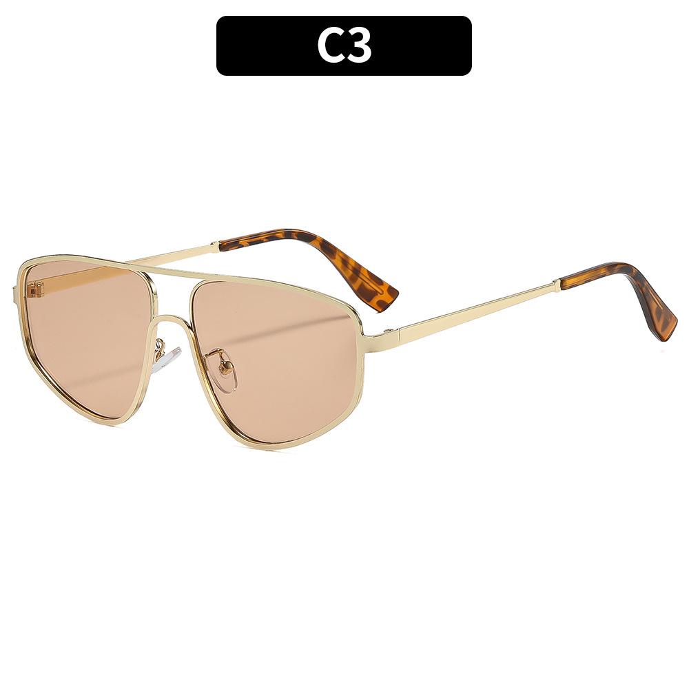 European and American fashion new double-beam metal retro sunglasses, personalized versatile street sunglasses, high-end trendy glasses