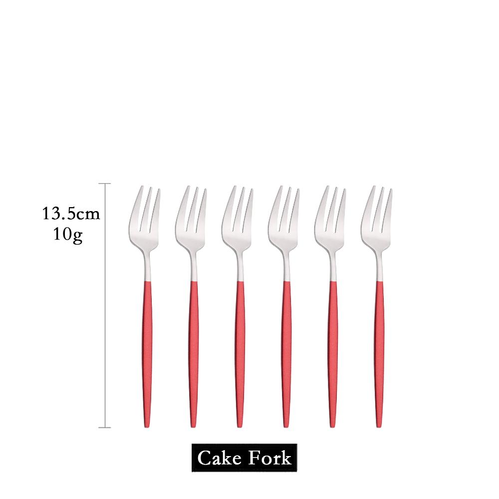 6Pcs/Set Gold Fork Set Tea Cake Snack Fork Dinnerware Cutlery Matte Stainless Steel Tableware Dessert Fruit Fork Silverware Set