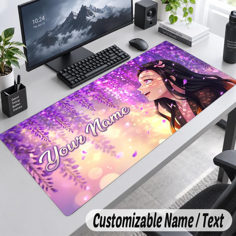 Nezuko Kamado Personalized Large Mouse Pad Custom Name Text Extended Desk Mat Gaming Mousepad