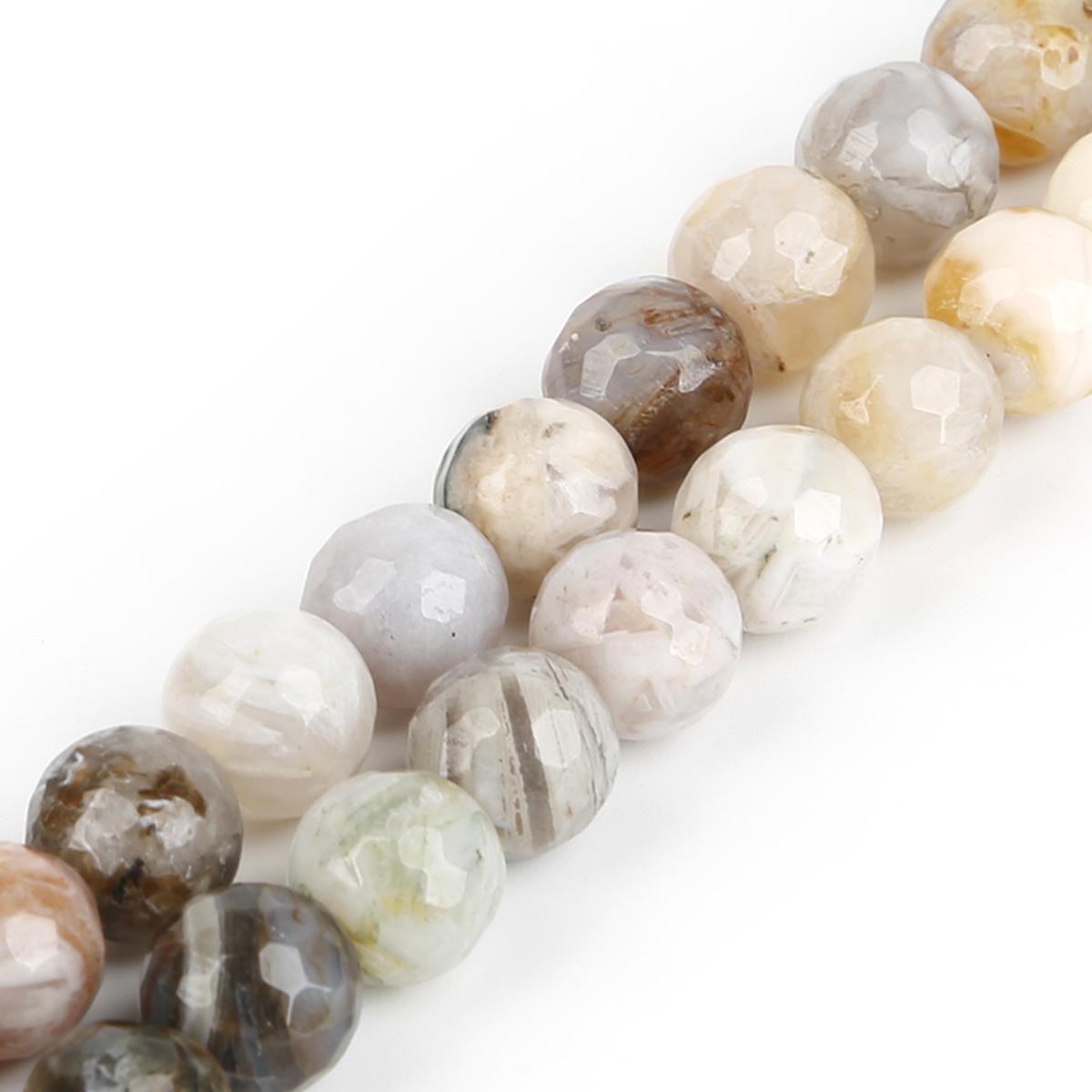 

4-10 мм/38-93 шт. натуральные круглые бамбуковые листы агата граненые каменные бусины для изготовления ювелирных изделий своими руками 8mm 47pcs