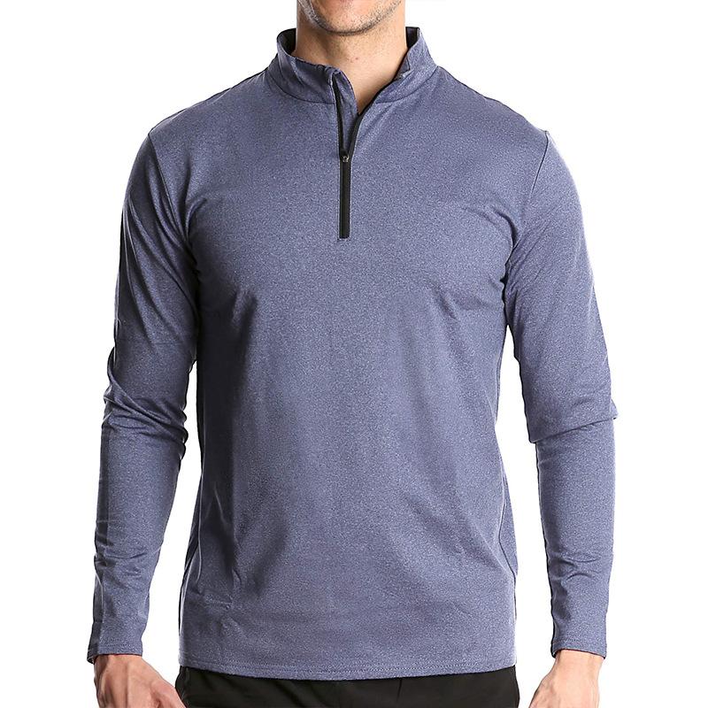 Suéter Esportivo Térmico de Primavera Outono Masculino Tops com Zíper Respirável Academia Corrida Camiseta Pulôver Roupa Ativa Masculina