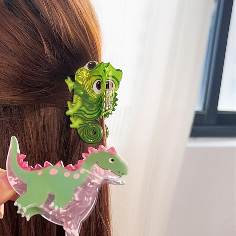Çizgi Film Dinozor Saç Tokası Eşsiz Saç Tokası Komik Akrilik Saç Parçaları Moda Tutkunu için Dost Saç Dekorasyonu