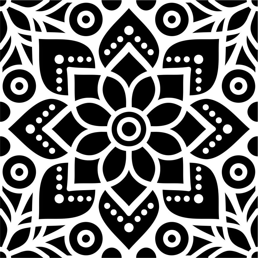 Printtoo Craft Textile Square Floral Mandala Pattern Wooden Rubber Stamp Scrap-booking-2 X 2
