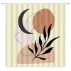 Fabric Geometric Shower Curtain, Mid-Century Modern Geometric  Herringbone Chevron Blue Black Gray Square Bathroom Decoration