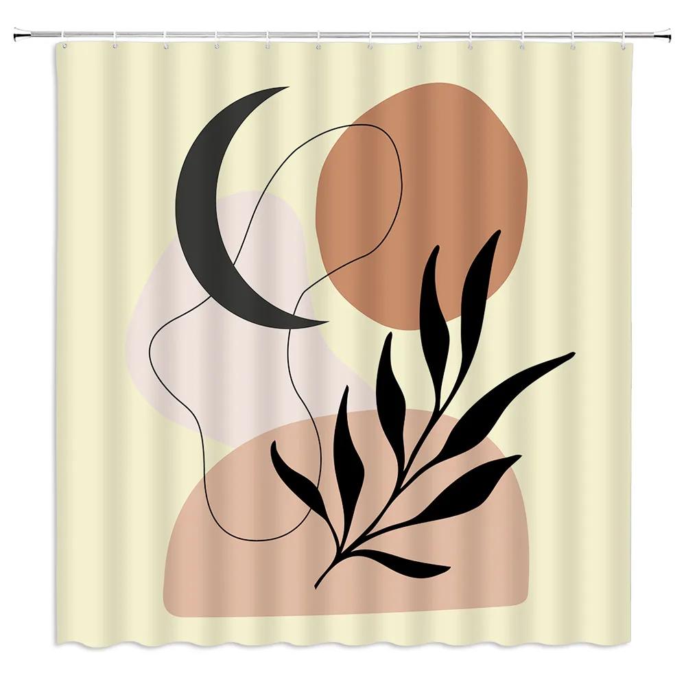 Fabric Geometric Shower Curtain, Mid-Century Modern Geometric  Herringbone Chevron Blue Black Gray Square Bathroom Decoration