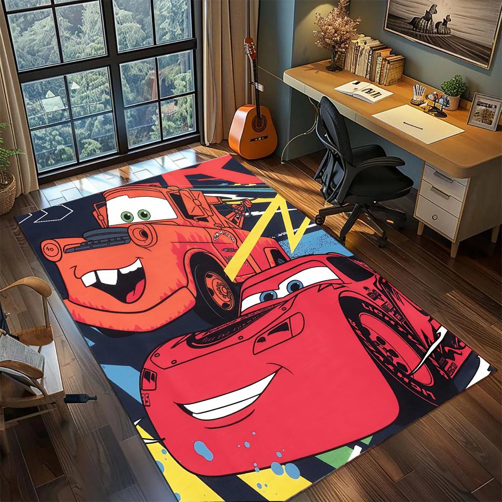 Cool Retro Cars Lightning McQueen Rug Carpet Large Area Rug Non Slip Washable Floor Mat Gamer Room Bedroom Home Decor